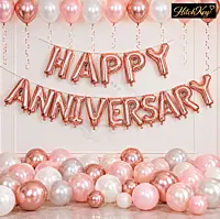 Happy Anniversary Foil Balloon Banner – Anniversary Party Decoration