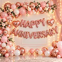 Happy Anniversary Foil Balloon Banner – Anniversary Party Decoration
