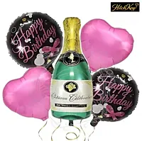 Champagne Bottle Foil Balloon Set – 5 Pcs Birthday Party Decoration