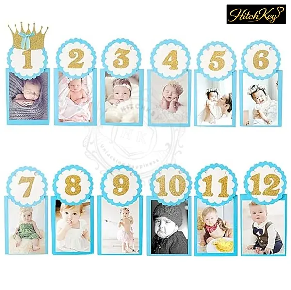 12 Months Baby Photo Banner – First Year Birthday Milestone Photo Decoration