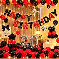 Happy Birthday Foil Balloon Banner – Red & Black Letter Balloons for Birthday Party Decoration