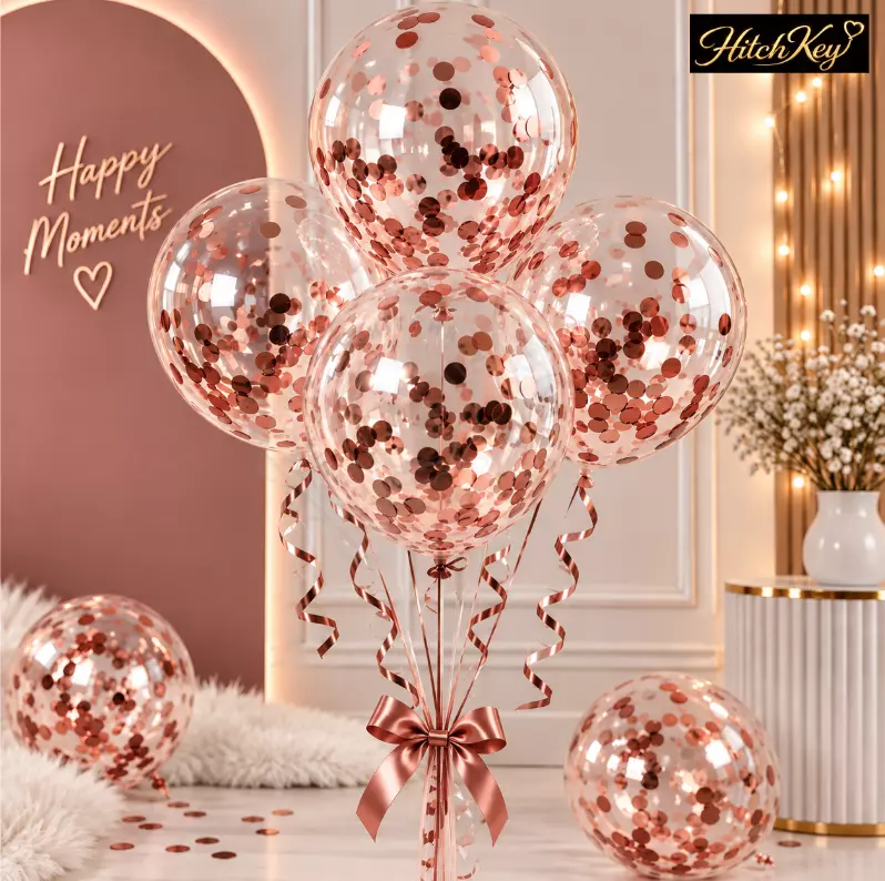 Confetti Rose Gold Balloons - Pack of 5