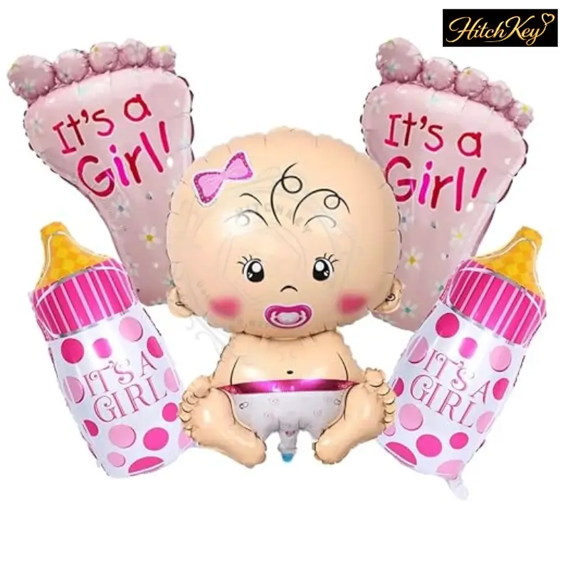 Baby Shower Pink Foil Balloon Set – 6 Pcs It’s a Girl Decoration