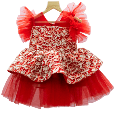 Royal Elegance Mother-Daughter Dress Set with Lace