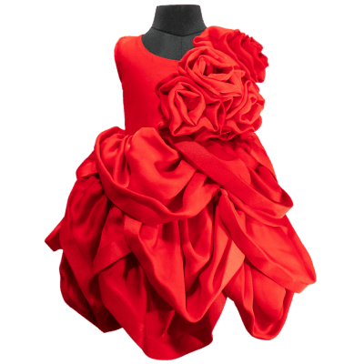 Crimson Bloom Couture Dress