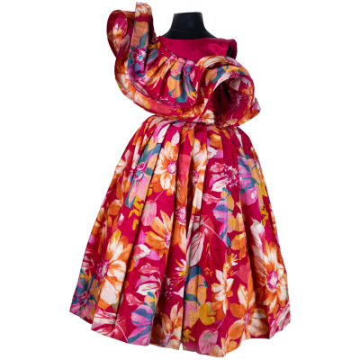 Crimson Bloom Swirl Dress