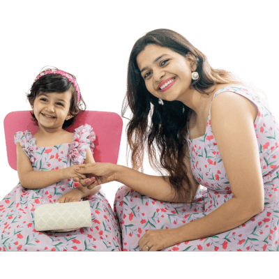 Lilac Blossom Mother-Daughter Dress Set with Charming Bow Accent