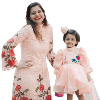 Lilac Whimsy Mother-Daughter Dress Set with Charming Rose Detail