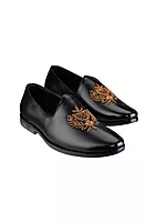 High Class Men's Black Embroidered Loafers