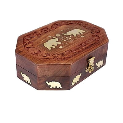 Jewellery Box Octangle Elephant - 7*5 Inch