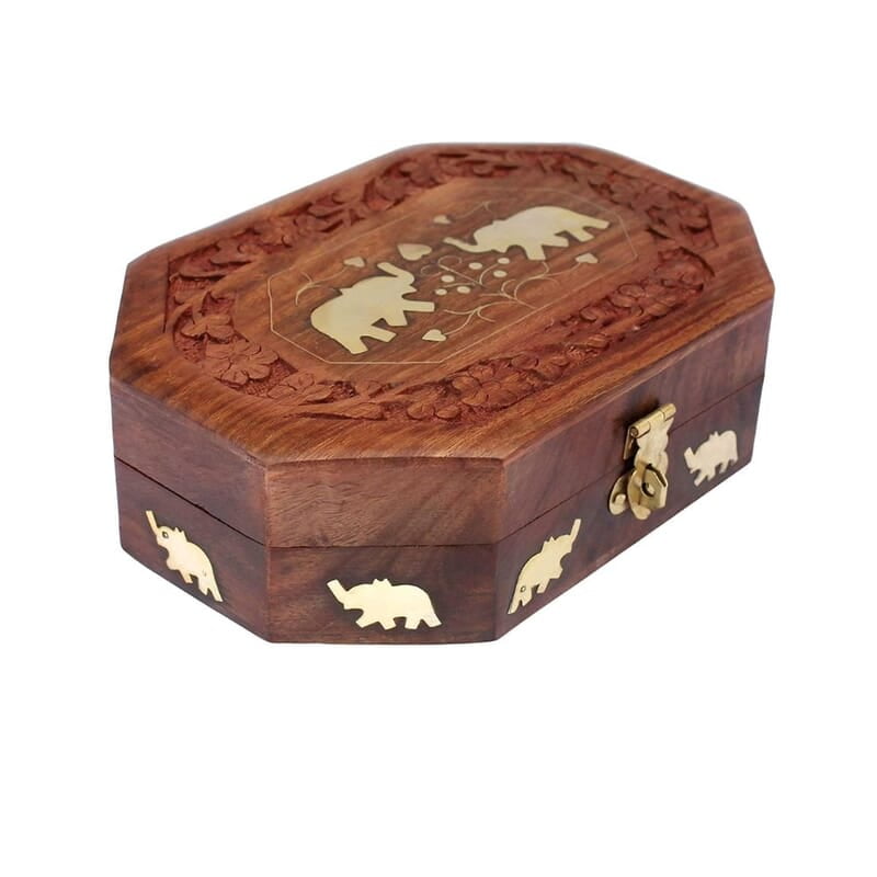 Jewellery Box Octangle Elephant - 7*5 Inch Jewellery Box Octangle Elephant - 7*5 Inch