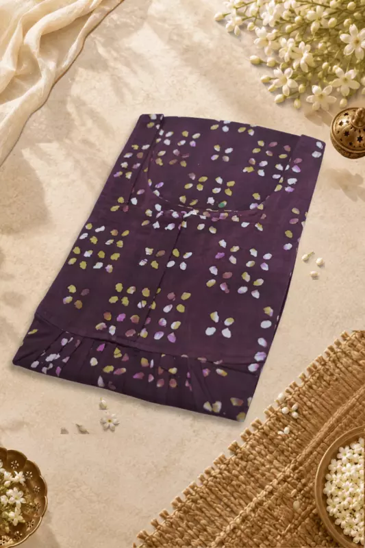 Wine Purple Multicolour Printed Cotton Nighty
