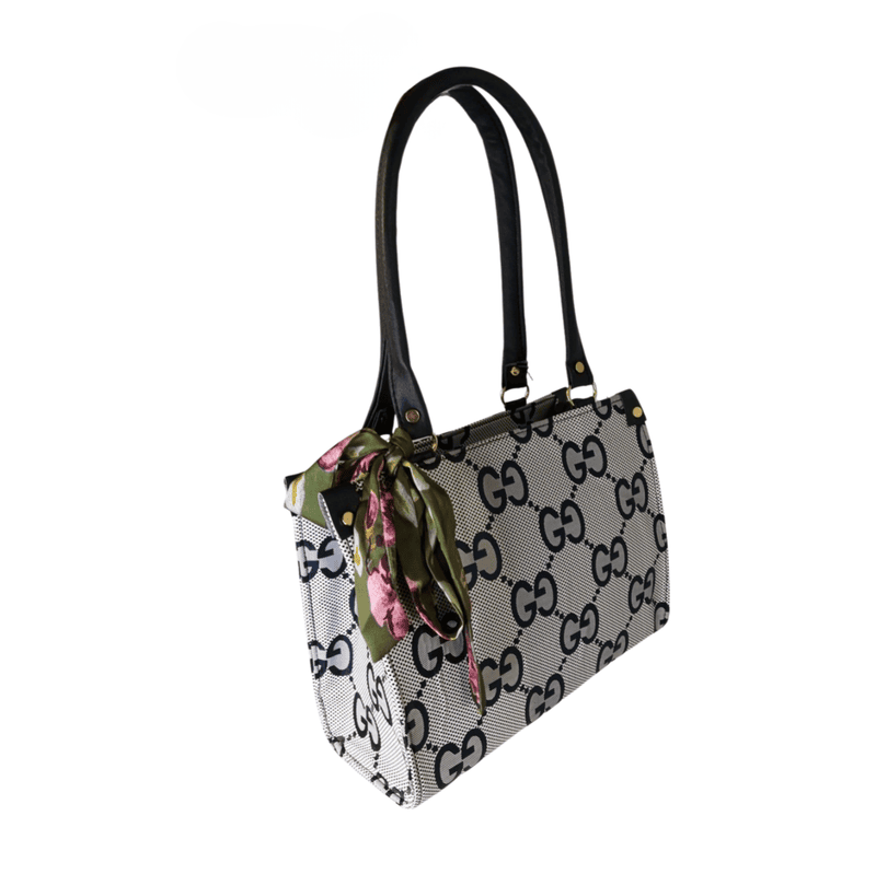 Monogram Elegance Tote with Floral Scarf