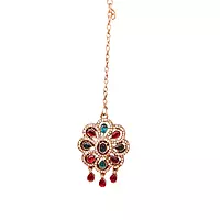 Royal Polki Multicolor Maang Tikka and Earring Set