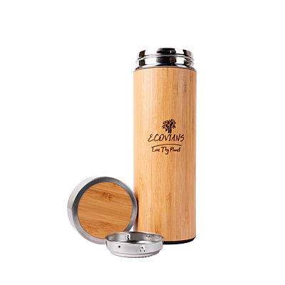 Bamboo Water Bottle | Thermos Bamboo Flask | Hot & Cold | Unique & Stylish Bottle for Office Gym Travel