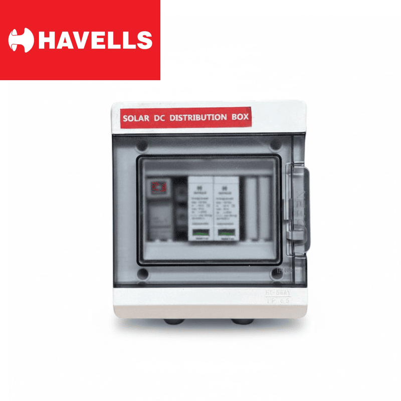 Havells WaterShield IP66 DCDB (1 in 1 out) with Inbuilt 25A Fuse for +ve , DC SPD 600Vdc T2