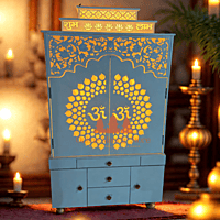 Shree Yantra Backlit Corian Mandir with Folding Doors