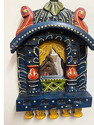 Hand Painted Wooden Jharokha Decor – Indian Wall Art, Rajasthani Design, Boho Home Accent