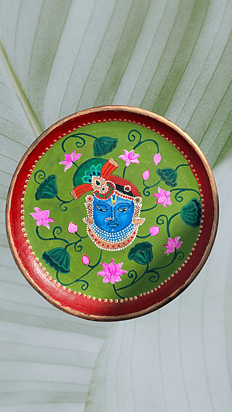 Hand-Painted Wooden Plate - Srinath Ji