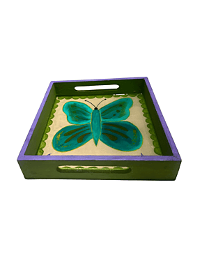 Wooden Tray 10 inch x 10 inch Hand painted