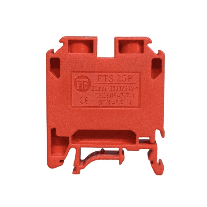 25 sqmm TERMINAL BLOCK POLYMIDE RED WITH END PLATE-FTS25P