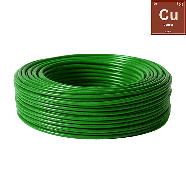 6 sq.mm Cable GREEN | FR PVC Insulated Copper Wire | Single Core Multi-Strand