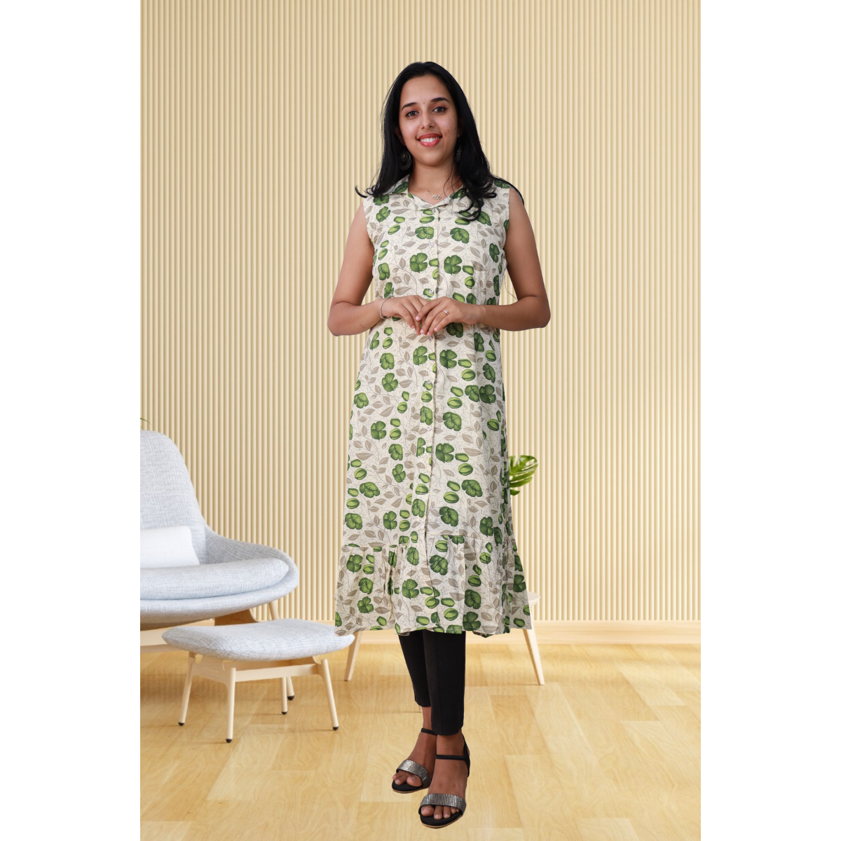 Shiya Sleeveless Green Print