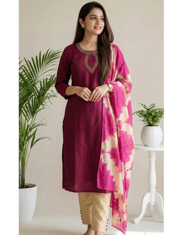 4 XL Chiffon Kurta 3 Pcs Set