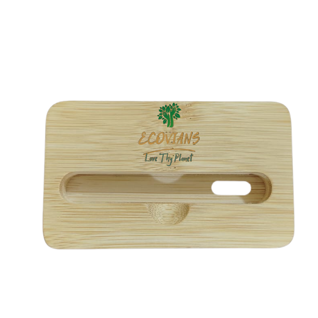 Bamboo Square Natural Amplifier cum Phone Stand – Eco-Friendly Passive Sound Amplifier & Mobile Holder
