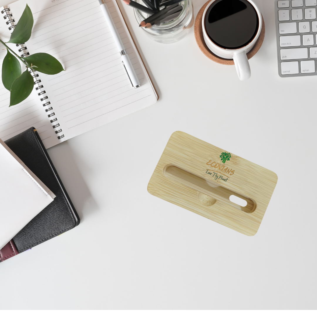 Bamboo Square Natural Amplifier cum Phone Stand – Eco-Friendly Passive Sound Amplifier & Mobile Holder