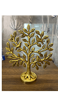 Brass Decorative Tree with Birds – Handcrafted Brass Tree of Life Home Decor Accent