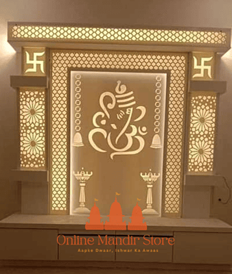 Ganesh Elegance Full Corian Mandir with Backlight Ganesh Elegance Full Corian Mandir with Backlight