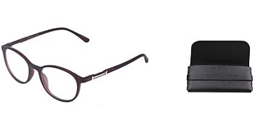 Soigné Unisex Round Medium Spectacle Frame. Matte Brown with Leather Pouch