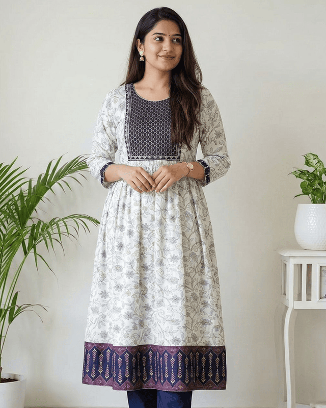 4 XL Cotton Umbrella White Blue