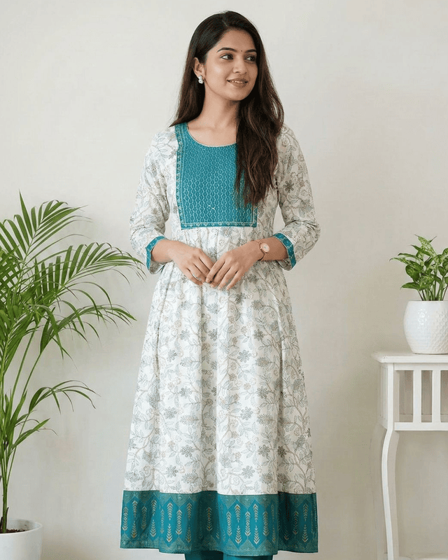 4 XL Cotton Umbrella White Green