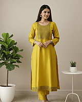5 XL Cotton Side Open Kurti Yellow