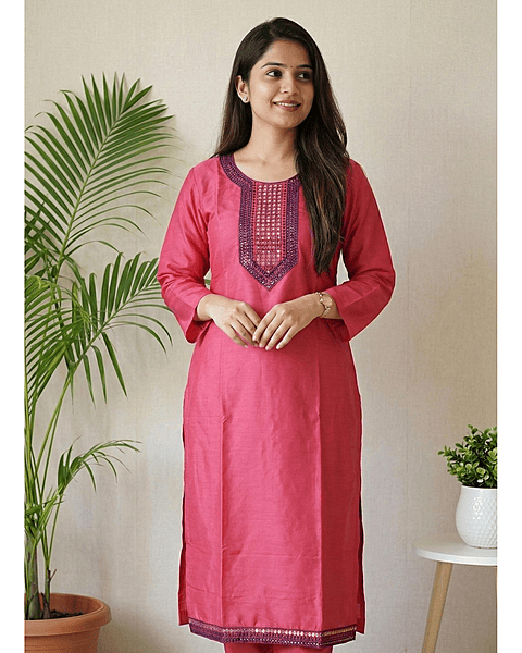 5 XL Cotton Side Open Rose Kurti