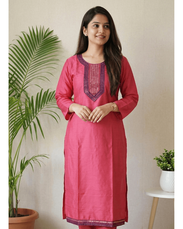 5 XL Cotton Side Open Rose Kurti