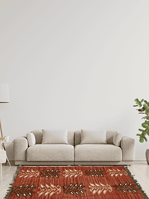 Terracotta Kilim Rug – Flat‑Weave Geometric Area/Runner with Fringe