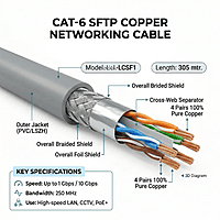 Cat-6 Copper SFTP Networking Cable | 4 Pair, 305M Roll | High-Speed Shielded Ethernet for Reliable Connectivity