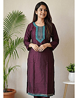 5 XL Cotton Side Open Maroon Kurti