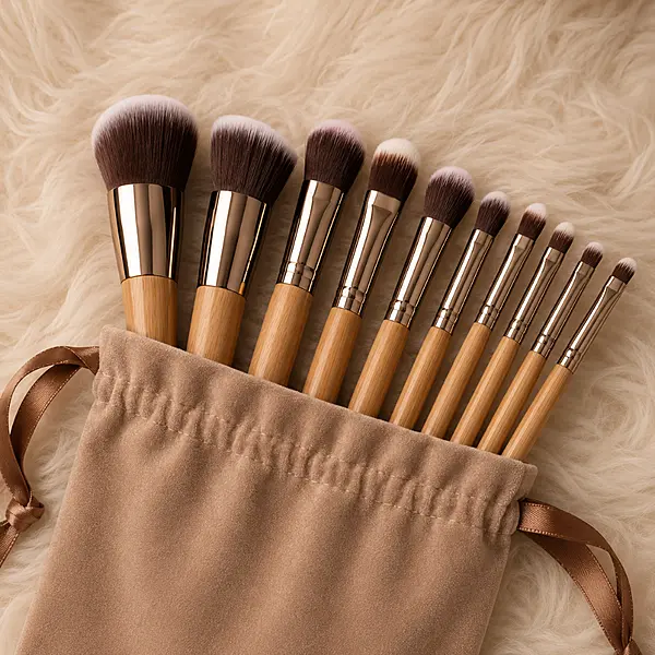 Wooden makeup brushes