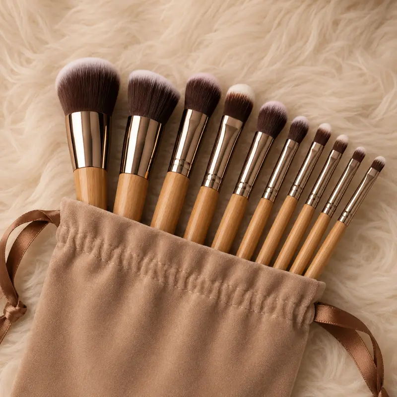 Wooden makeup brushes