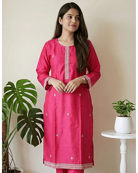 5XL Cotton Side Open Rose Kurti