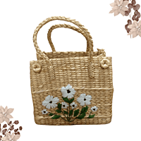 Kauna Picnic Basket (12"x12"x5") | Handwoven Natural Grass Basket for Outdoor Dining, Garden & Beach Picnics