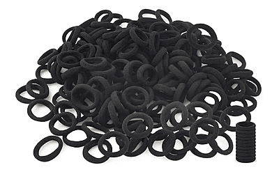 200 PCS Black Hair Ties - Seamless Elastic Hair Bands for Thick Hair