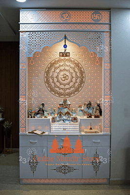 Serene Sanctuary Full Corian Mandir with Backlight Serene Sanctuary Full Corian Mandir with Backlight