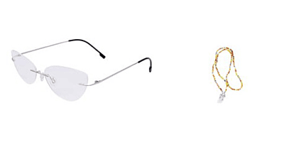 Soigné Female Medium Rimless Cat Eye Spectacle Frame.Silver