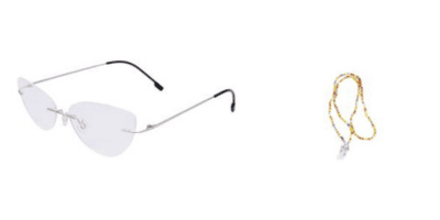 Soigné Female Medium Rimless Cat Eye Spectacle Frame.Silver