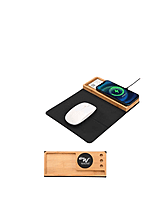 Bamboo Mat multi-utility wireless charger with foldable mouse pad